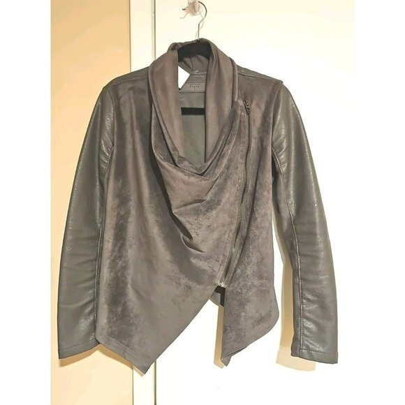 BlankNYC Gray Brown Suede Jacket Women Small Leather Motorcycle Bella Swan ALT - Picture 1 of 9